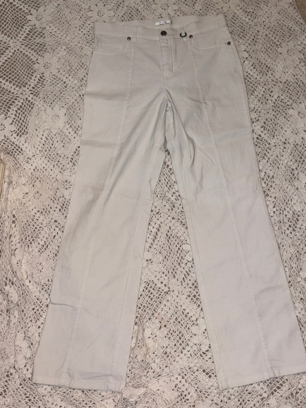 Simon Chang Light Beige Wide Leg Jeans